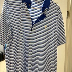 Greyson Honors Blue and White Striped Polo Shirt